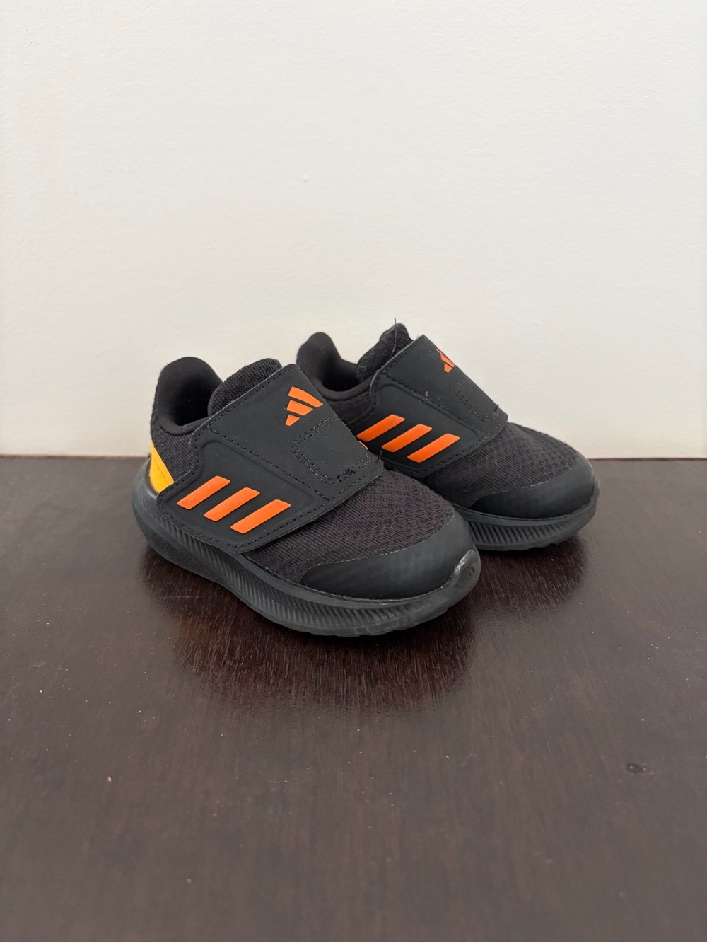 adidas Baby/Toddler Black Sneakers with Orange Accents